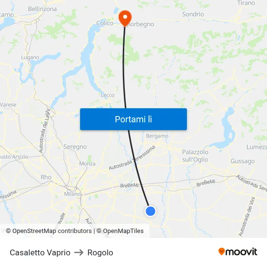 Casaletto Vaprio to Rogolo map