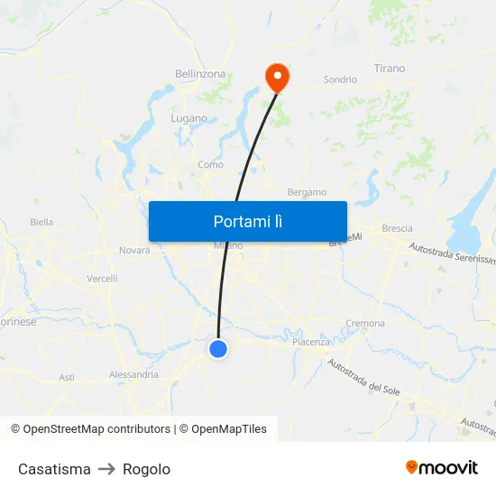 Casatisma to Rogolo map
