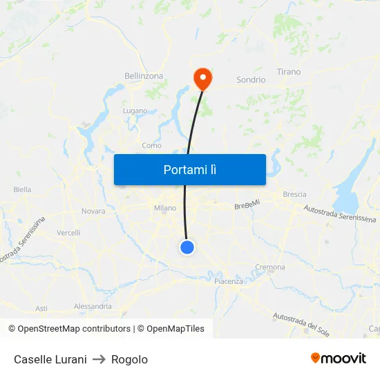 Caselle Lurani to Rogolo map