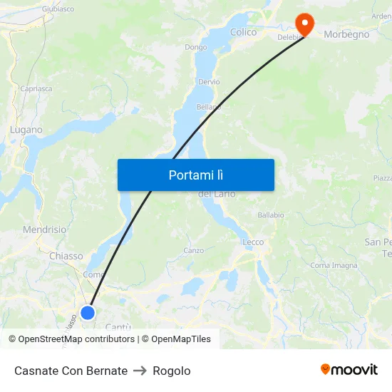 Casnate Con Bernate to Rogolo map