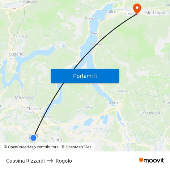 Cassina Rizzardi to Rogolo map