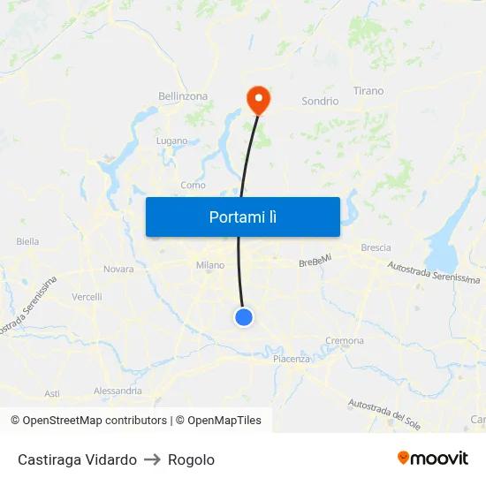 Castiraga Vidardo to Rogolo map