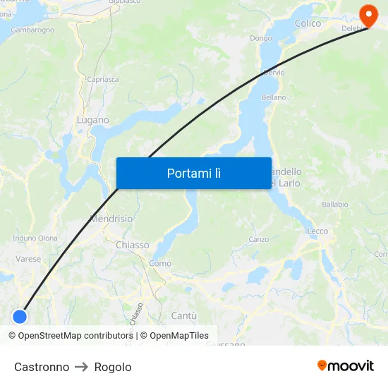 Castronno to Rogolo map