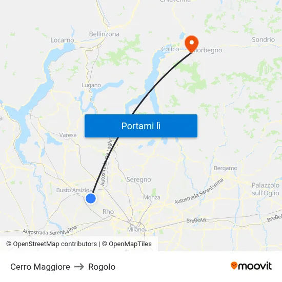 Cerro Maggiore to Rogolo map