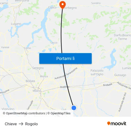 Chieve to Rogolo map