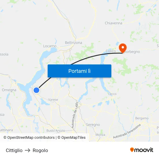 Cittiglio to Rogolo map
