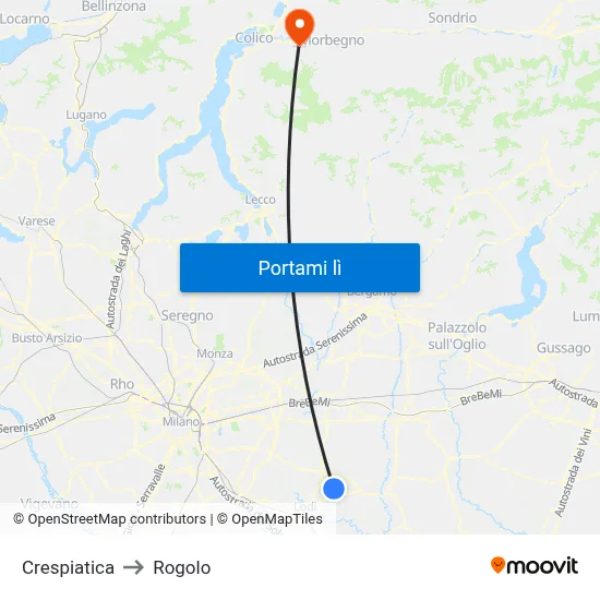 Crespiatica to Rogolo map