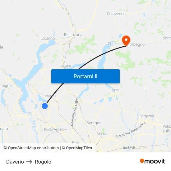 Daverio to Rogolo map