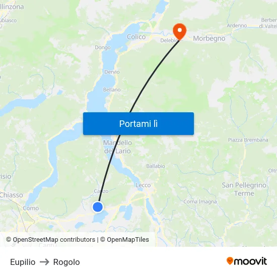 Eupilio to Rogolo map