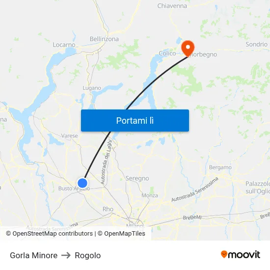 Gorla Minore to Rogolo map