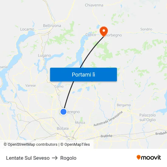 Lentate Sul Seveso to Rogolo map