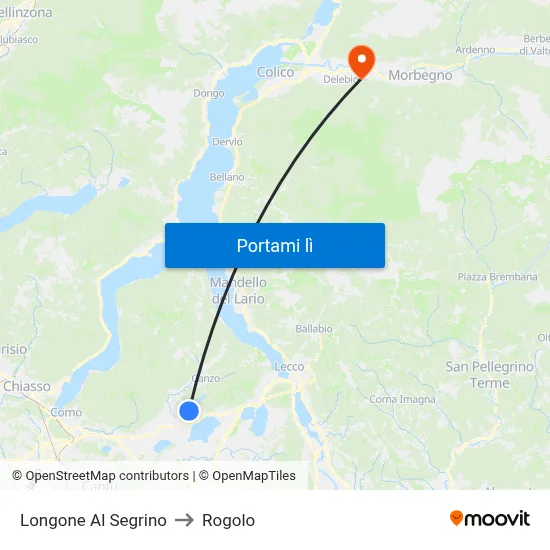 Longone Al Segrino to Rogolo map