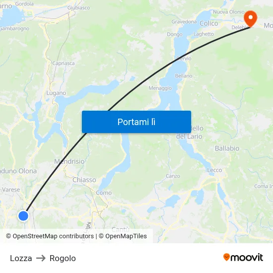 Lozza to Rogolo map
