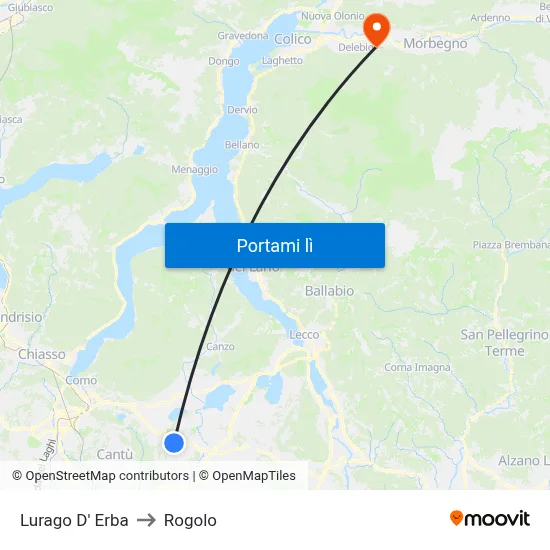 Lurago D' Erba to Rogolo map