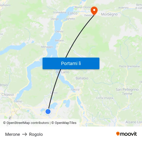 Merone to Rogolo map