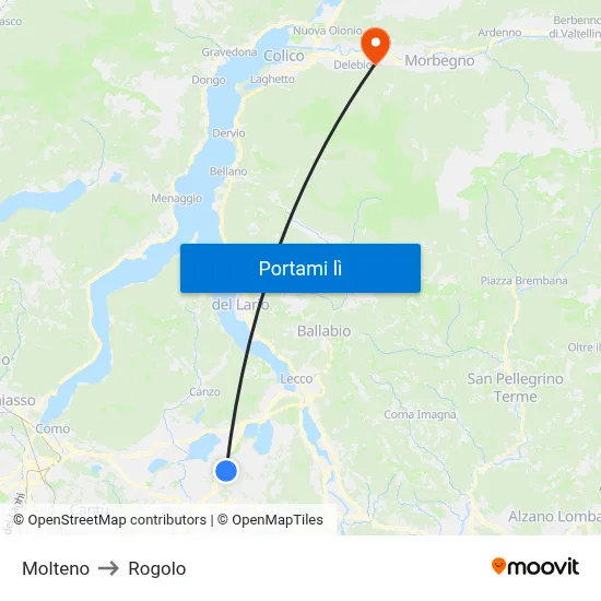 Molteno to Rogolo map