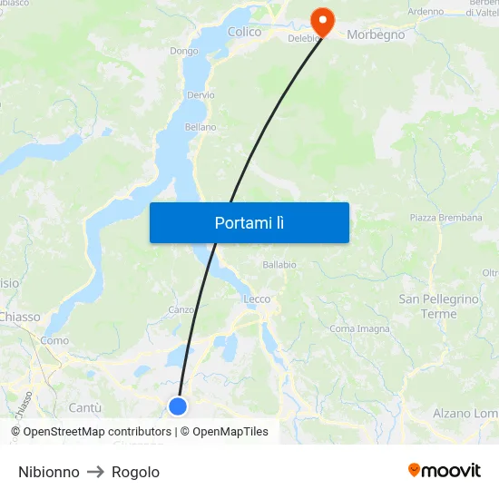 Nibionno to Rogolo map