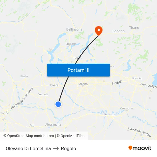 Olevano Di Lomellina to Rogolo map