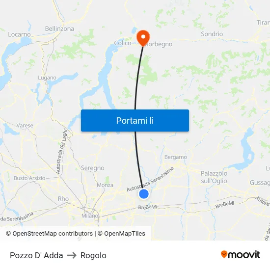 Pozzo D' Adda to Rogolo map