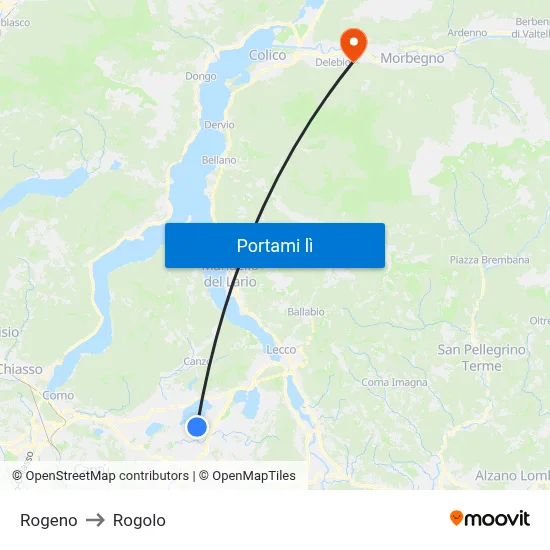 Rogeno to Rogolo map