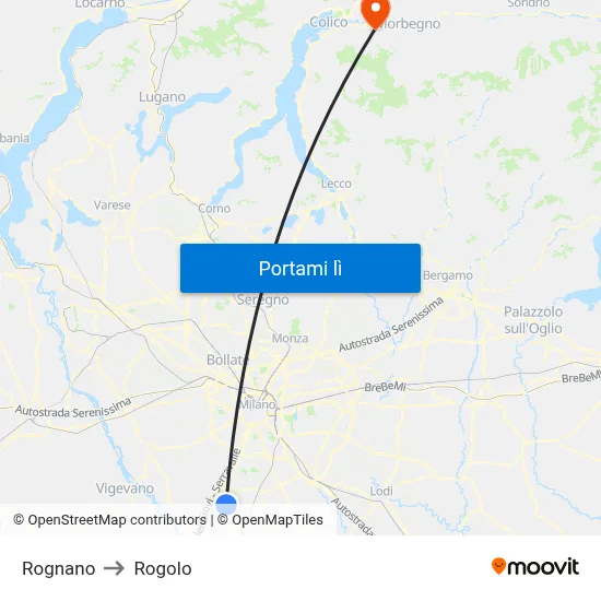 Rognano to Rogolo map