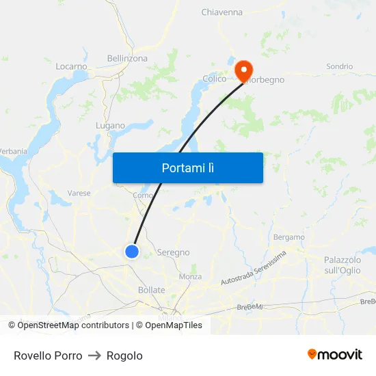 Rovello Porro to Rogolo map