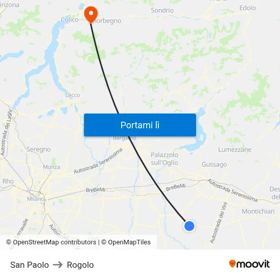 San Paolo to Rogolo map
