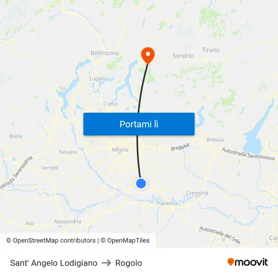 Sant' Angelo Lodigiano to Rogolo map