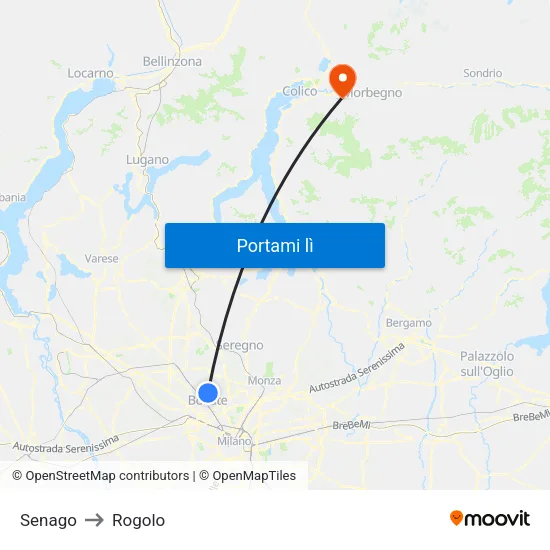 Senago to Rogolo map