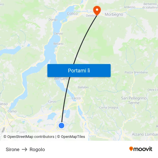 Sirone to Rogolo map