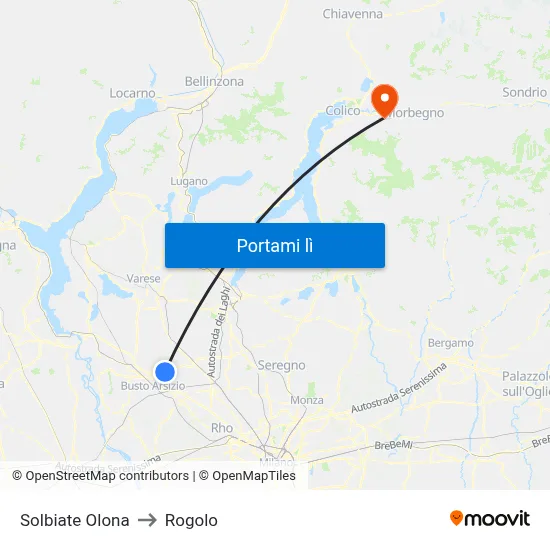 Solbiate Olona to Rogolo map