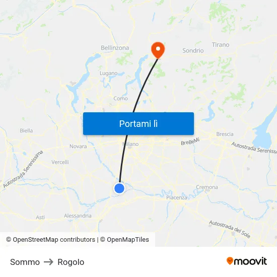 Sommo to Rogolo map