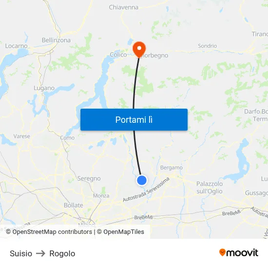 Suisio to Rogolo map
