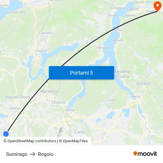 Sumirago to Rogolo map