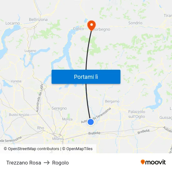 Trezzano Rosa to Rogolo map