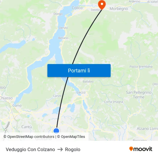 Veduggio Con Colzano to Rogolo map