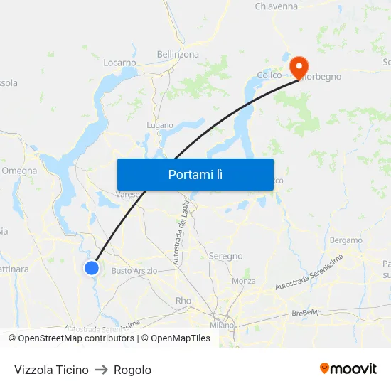 Vizzola Ticino to Rogolo map