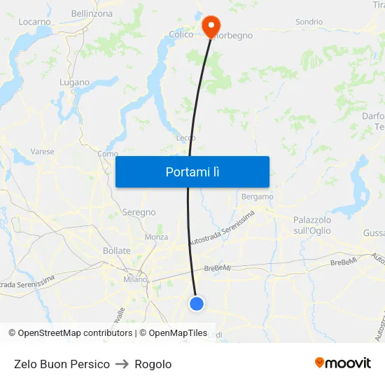 Zelo Buon Persico to Rogolo map