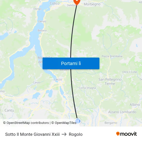 Sotto Il Monte Giovanni Xxiii to Rogolo map