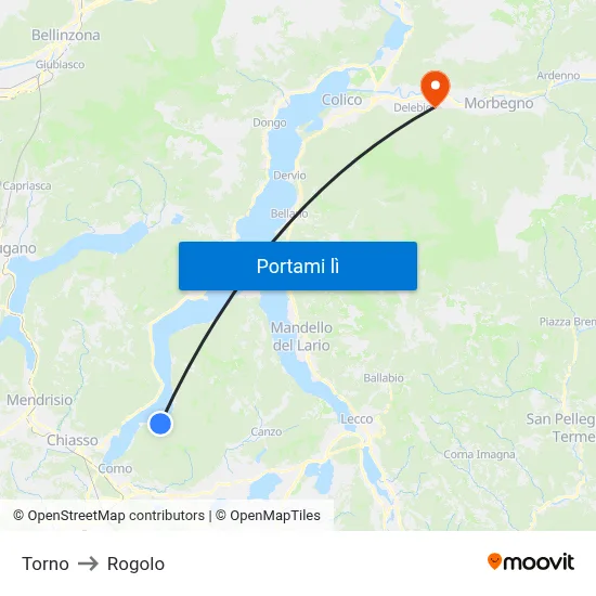 Torno to Rogolo map