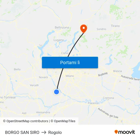BORGO SAN SIRO to Rogolo map
