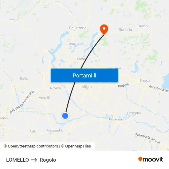 LOMELLO to Rogolo map