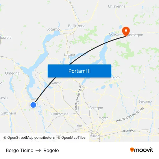 Borgo Ticino to Rogolo map