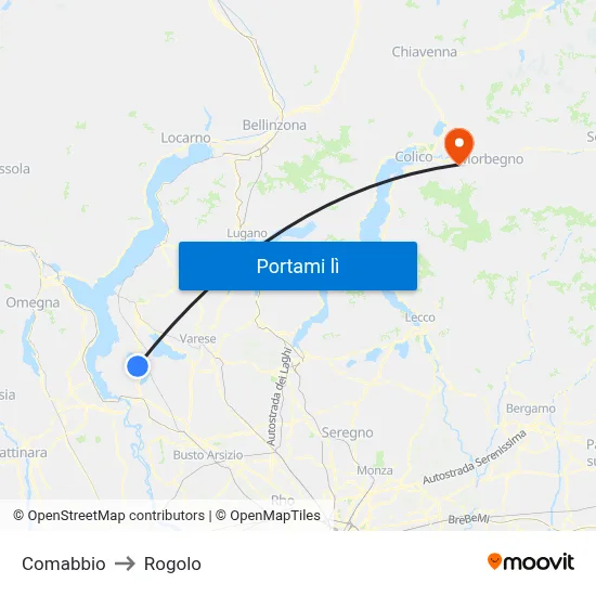 Comabbio to Rogolo map