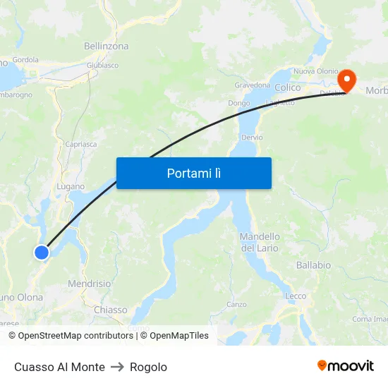 Cuasso Al Monte to Rogolo map
