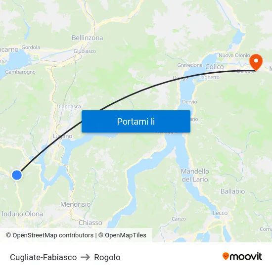 Cugliate-Fabiasco to Rogolo map