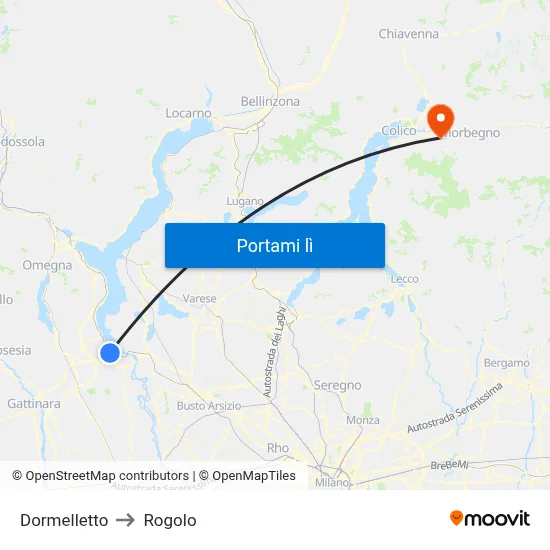 Dormelletto to Rogolo map
