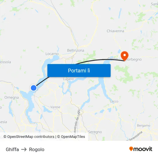 Ghiffa to Rogolo map