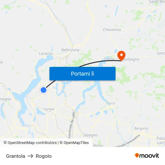 Grantola to Rogolo map