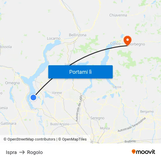 Ispra to Rogolo map